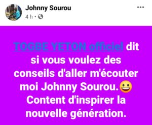 Johnny Sourou parle de Tôgbè Yéton